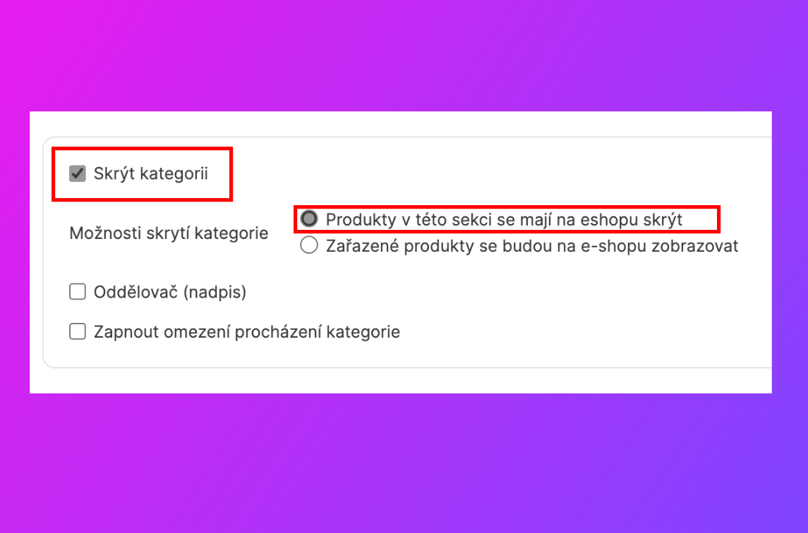 Příprava produktů