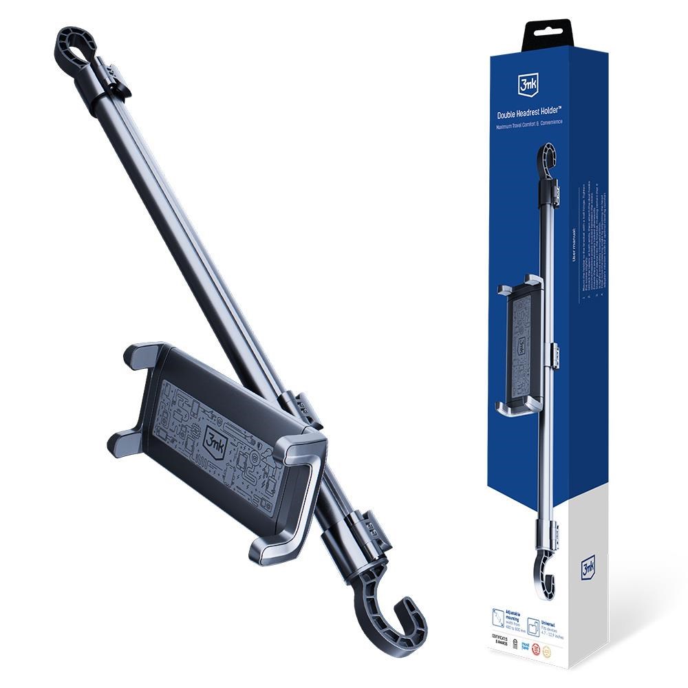 3mk dvojitý držák na opěrku hlavy pro zařízení 4,7" - 12,9" - uchycení mezi sedačky