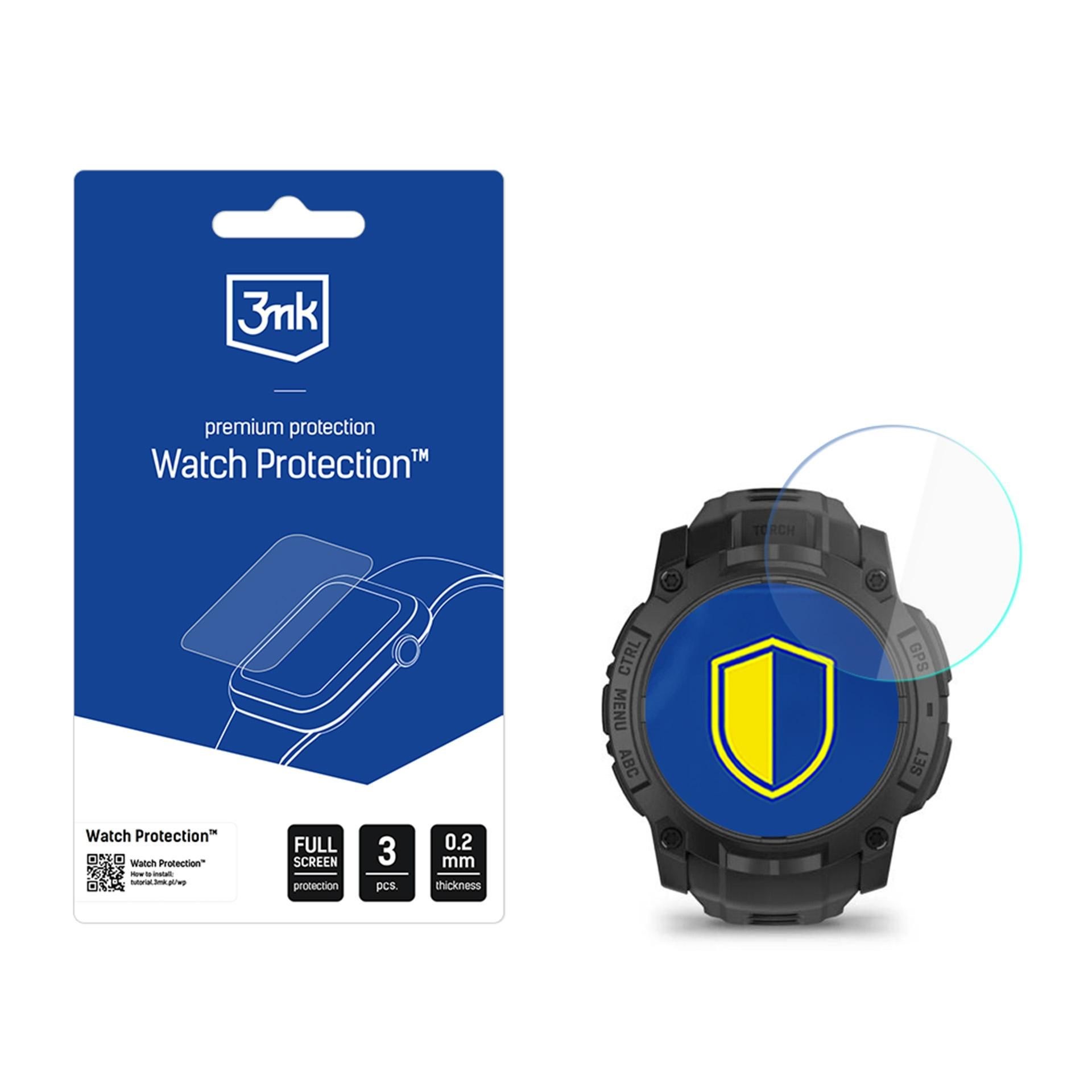 3mk hybridní sklo Watch Protection FlexibleGlass pro Garmin Instinct 3 Tactical Edition 50mm (3ks v balení)