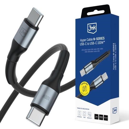 3mk kabel Hyper Cable N-SERIES C to C 1m 20V/5A 100W Black
