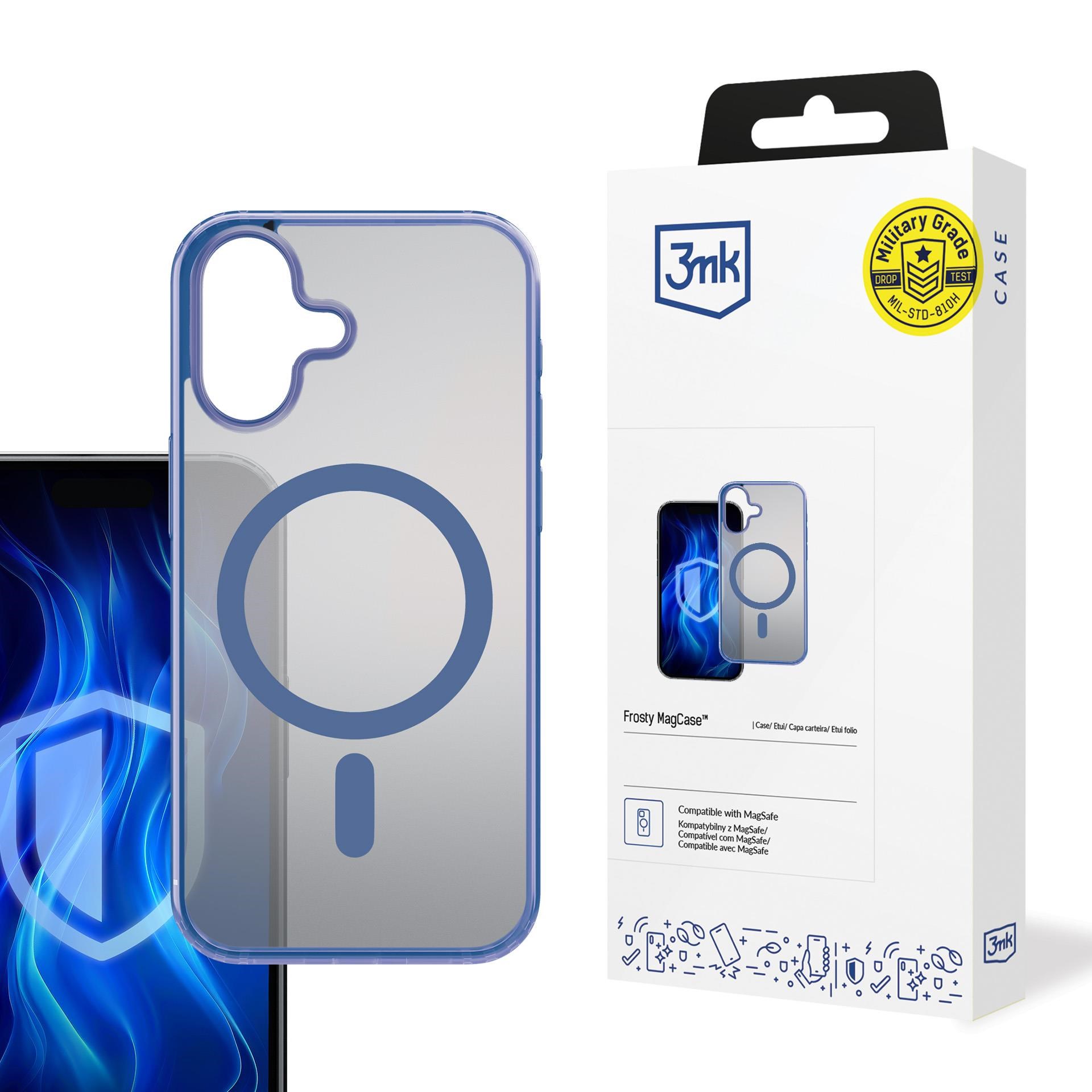 3mk ochranný kryt Frosty MagCase Blue pro Apple iPhone 16