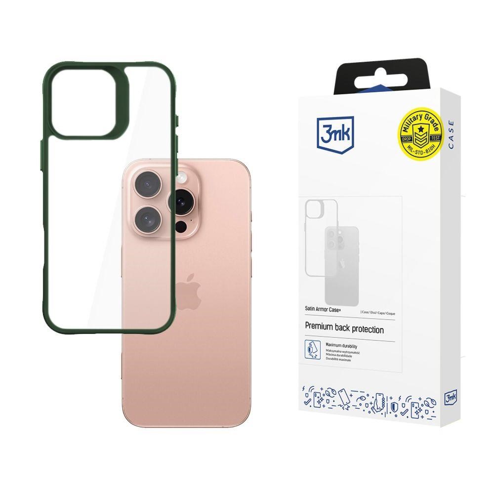 3mk ochranný kryt Satin Armor Case+ Green pro Apple iPhone 16 Pro