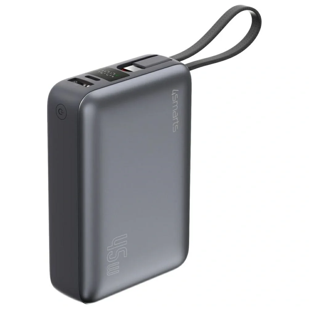 4smarts Enterprise Compact Power Bank 20000mAh 45W USB-A, 2xUSB-C + built-in USB-C cable gray