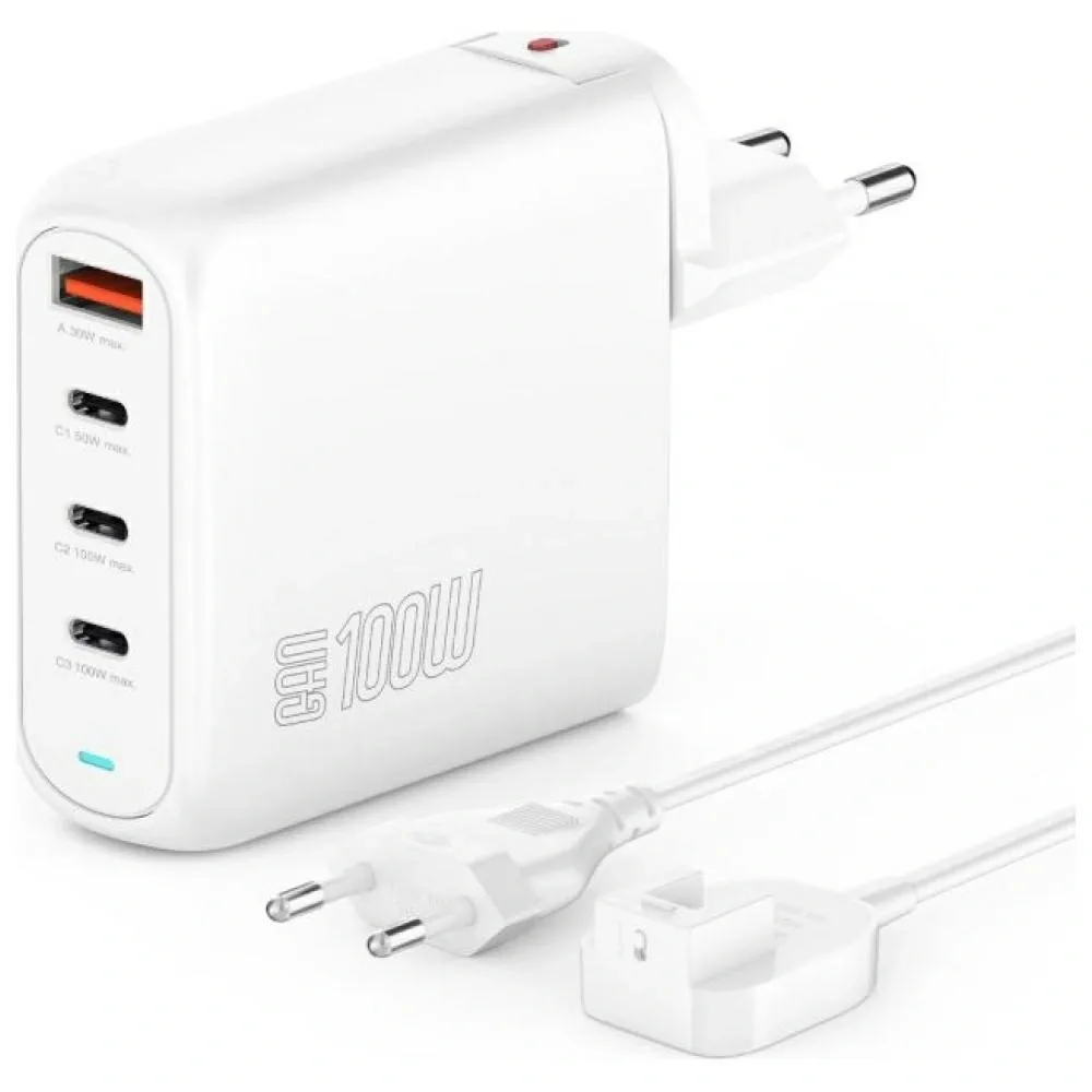 Síťová nabíječka 4smarts Flex Pro 100W USB-A, 3xUSB-C power charger white