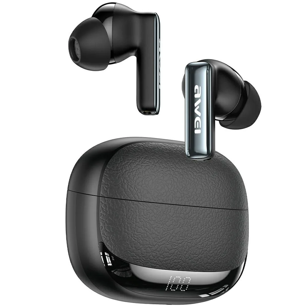 Sluchátka AWEI TA19 ANC Wireless in-ear Bluetooth 6.0 TWS + docking station black