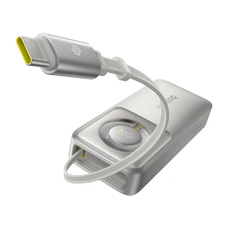 Baseus OS Free2Pull 10000mAh 30W powerbank + built-in USB-C cable (gray)