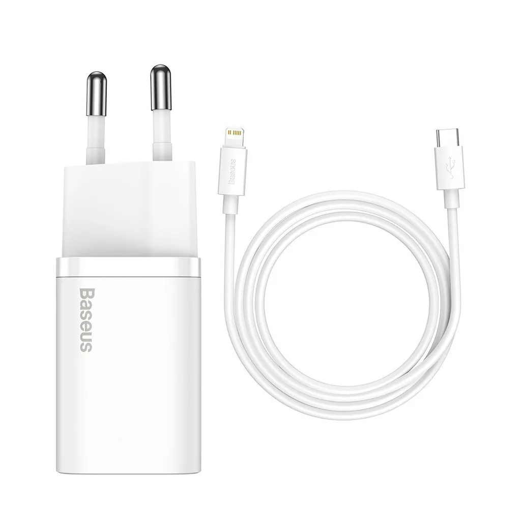 Síťová nabíječka Baseus Super Si Quick Charger 1C 20W with USB-C cable for Lightning 1m (white)