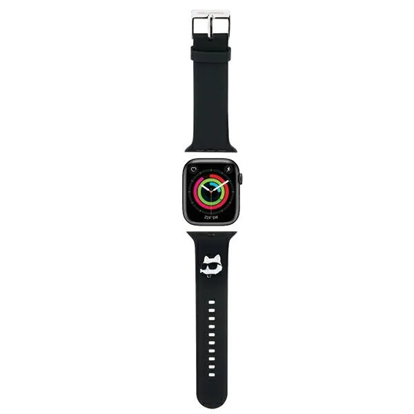 Kryt Belt Karl Lagerfeld KLAWLSLCNK Apple Watch 4/5/6/7/SE/8/9/Ultra 44/45/49mm strap 3D Rubber Choupette Head barva černá