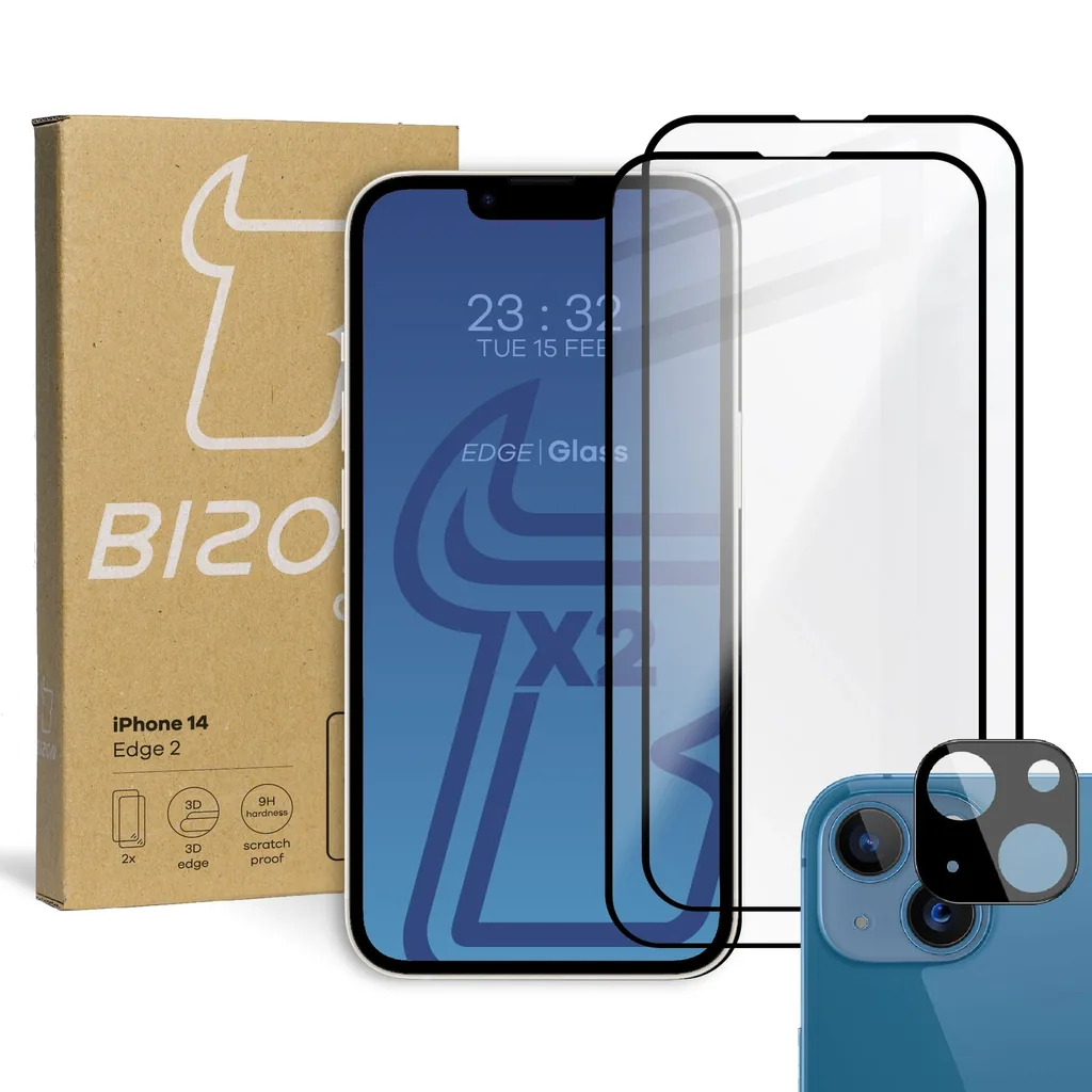 Kryt BIZON 2x screen glass + camera glass Apple iPhone 14