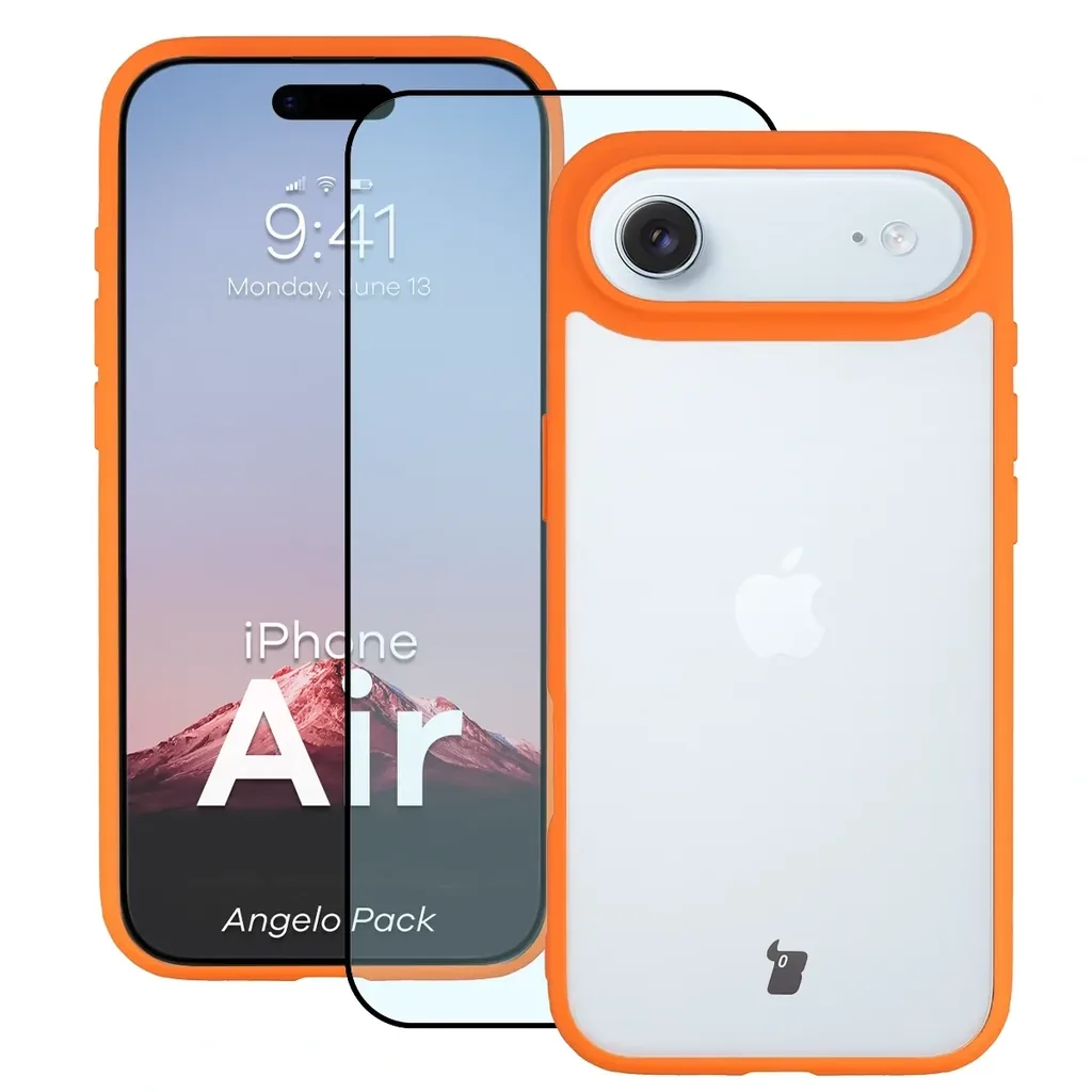 Kryt Bizon Angelo Pack Apple iPhone Air, smoked with an orange frame