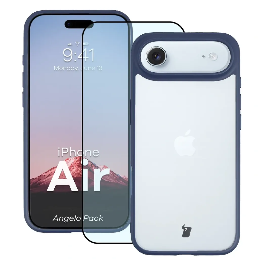 Kryt Bizon Angelo Pack Apple iPhone Air, smoky with a blue frame