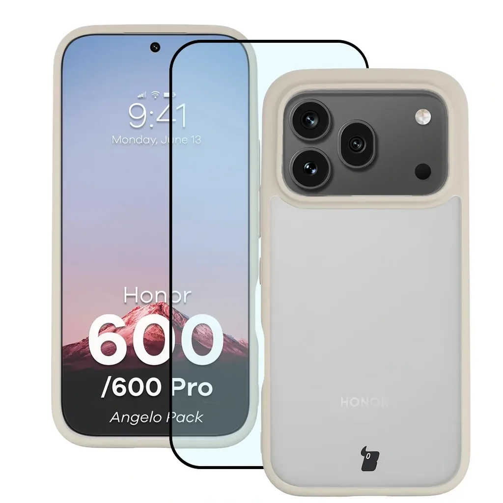 Kryt Bizon Angelo Pack Honor 600 5G / 600 Pro 5G, semi-transparent with a beige frame
