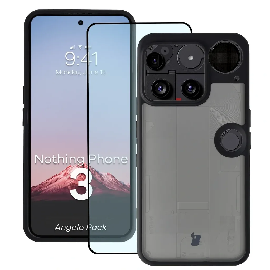 Kryt Bizon Angelo Pack Nothing Phone (3), smoked with a black frame