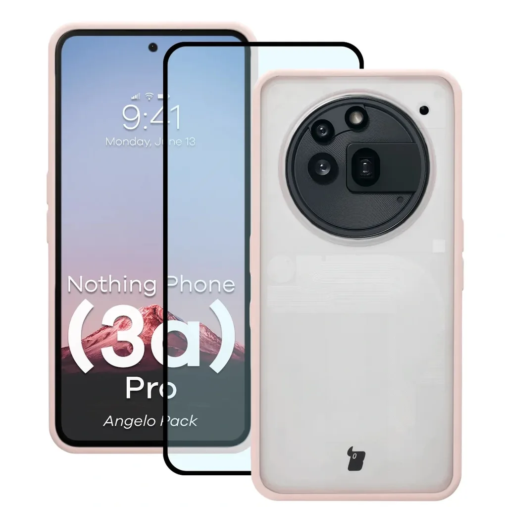 Kryt Bizon Angelo Pack Nothing Phone (3a) Pro, semi-transparent with a pink frame