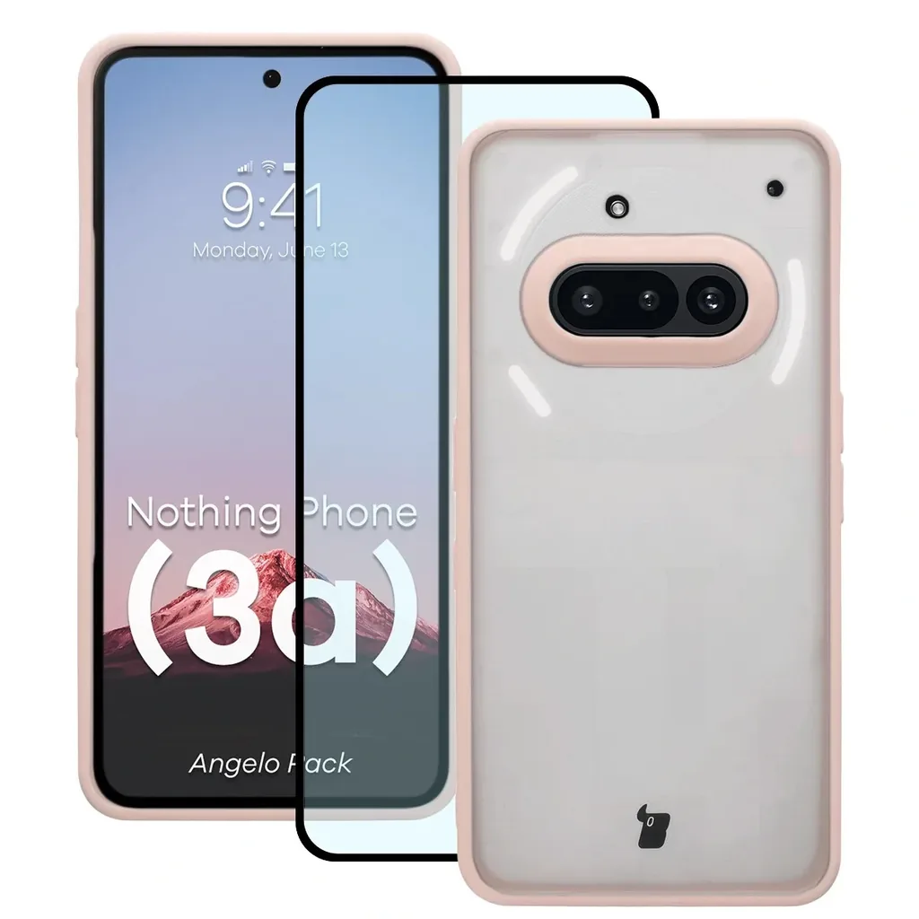 Kryt Bizon Angelo Pack Nothing Phone (3a), semi-transparent with a pink frame