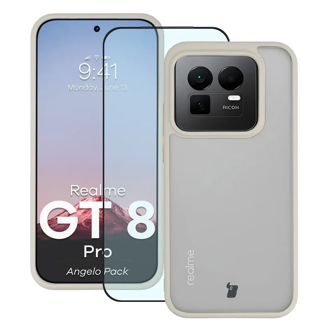 Kryt Bizon Angelo Pack Realme GT 8 Pro, smoky with a beige frame