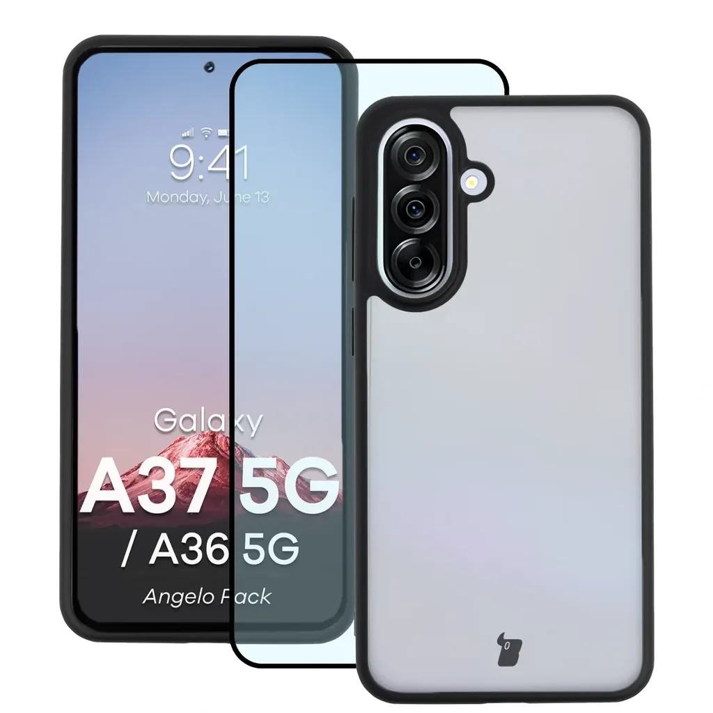 Kryt Bizon Angelo Pack Samsung Galaxy A37 5G / A36 5G, smoked with a black frame