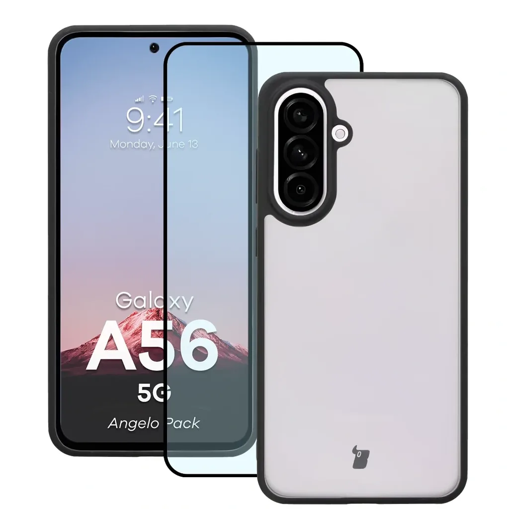 Kryt Bizon Angelo Pack Samsung Galaxy A56 5G, smoked with a black frame