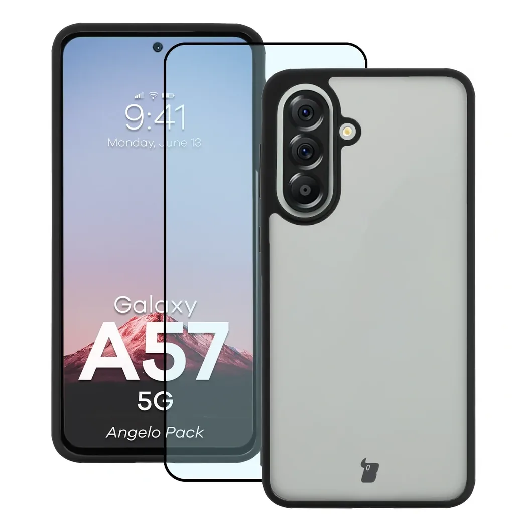 Kryt Bizon Angelo Pack Samsung Galaxy A57 5G, smoked with a black frame