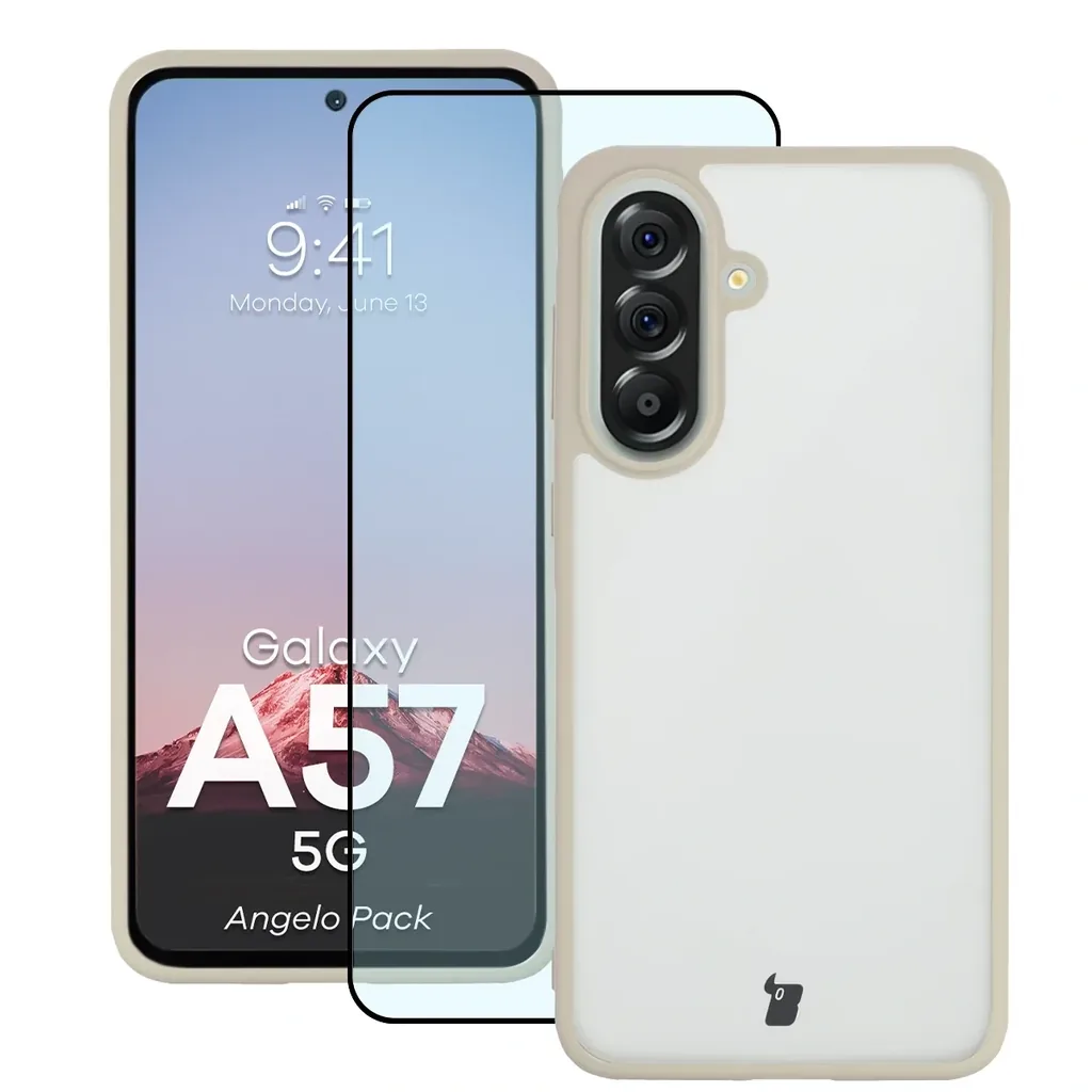 Kryt Bizon Angelo Pack Samsung Galaxy A57 5G, smoky with a beige frame
