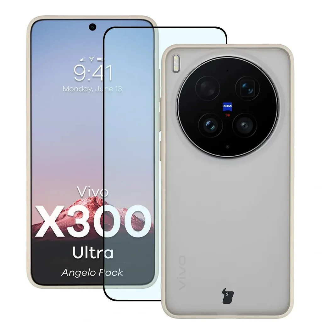 Kryt Bizon Angelo Pack Vivo X300 Ultra, semi-transparent with a beige frame