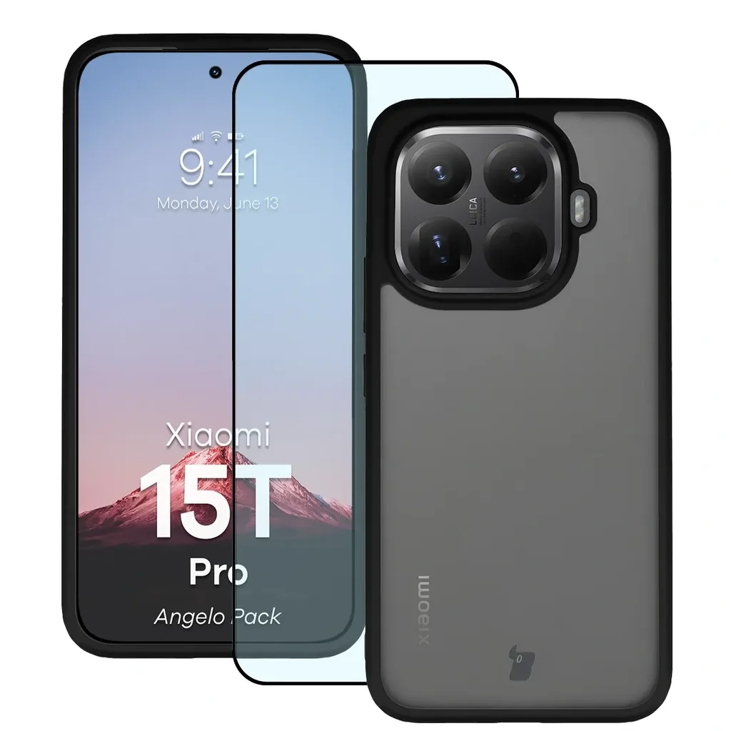 Kryt Bizon Angelo Pack Xiaomi 15T Pro, smoked with a black frame