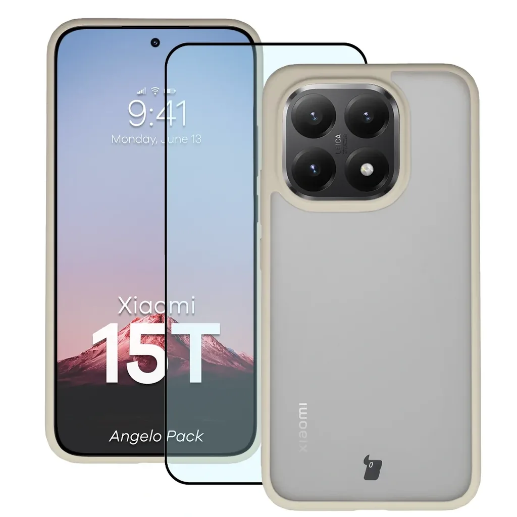 Kryt Bizon Angelo Pack Xiaomi 15T, smoked with a beige frame