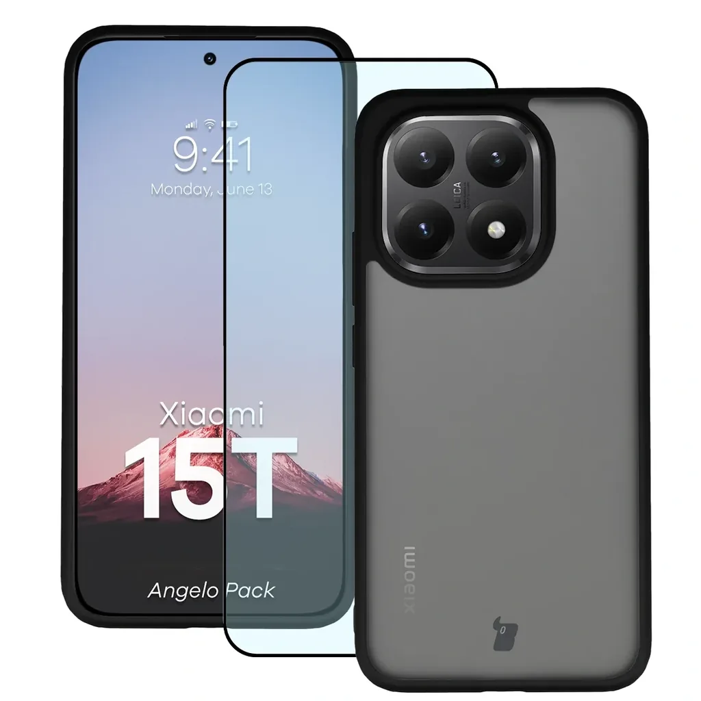 Kryt Bizon Angelo Pack Xiaomi 15T, smoked with a black frame