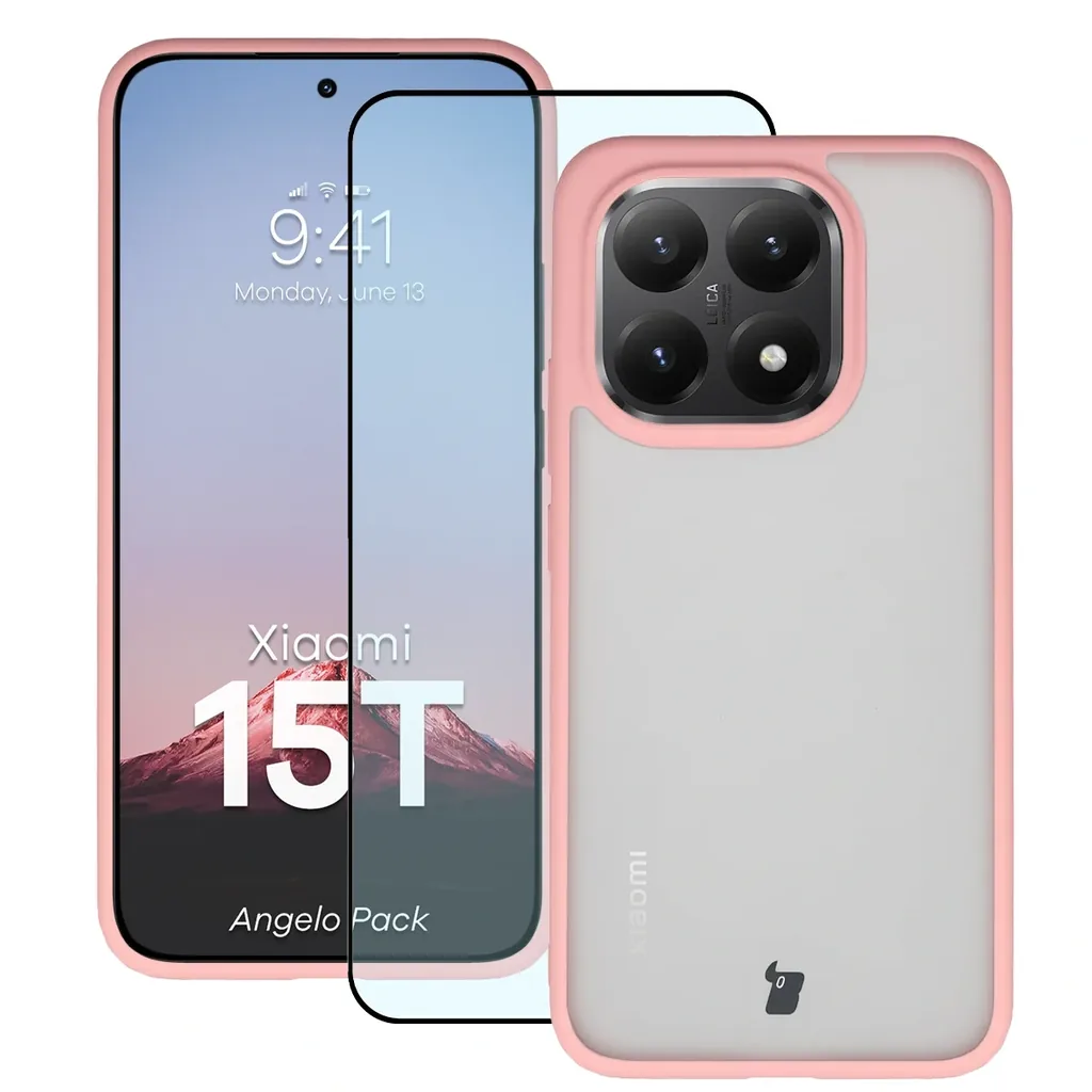 Kryt Bizon Angelo Pack Xiaomi 15T, smoky with a light pink frame
