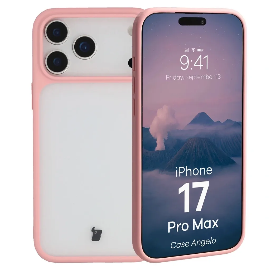 Kryt Bizon Case Angelo Apple iPhone 17 Pro Max semi-transparent with a light pink frame