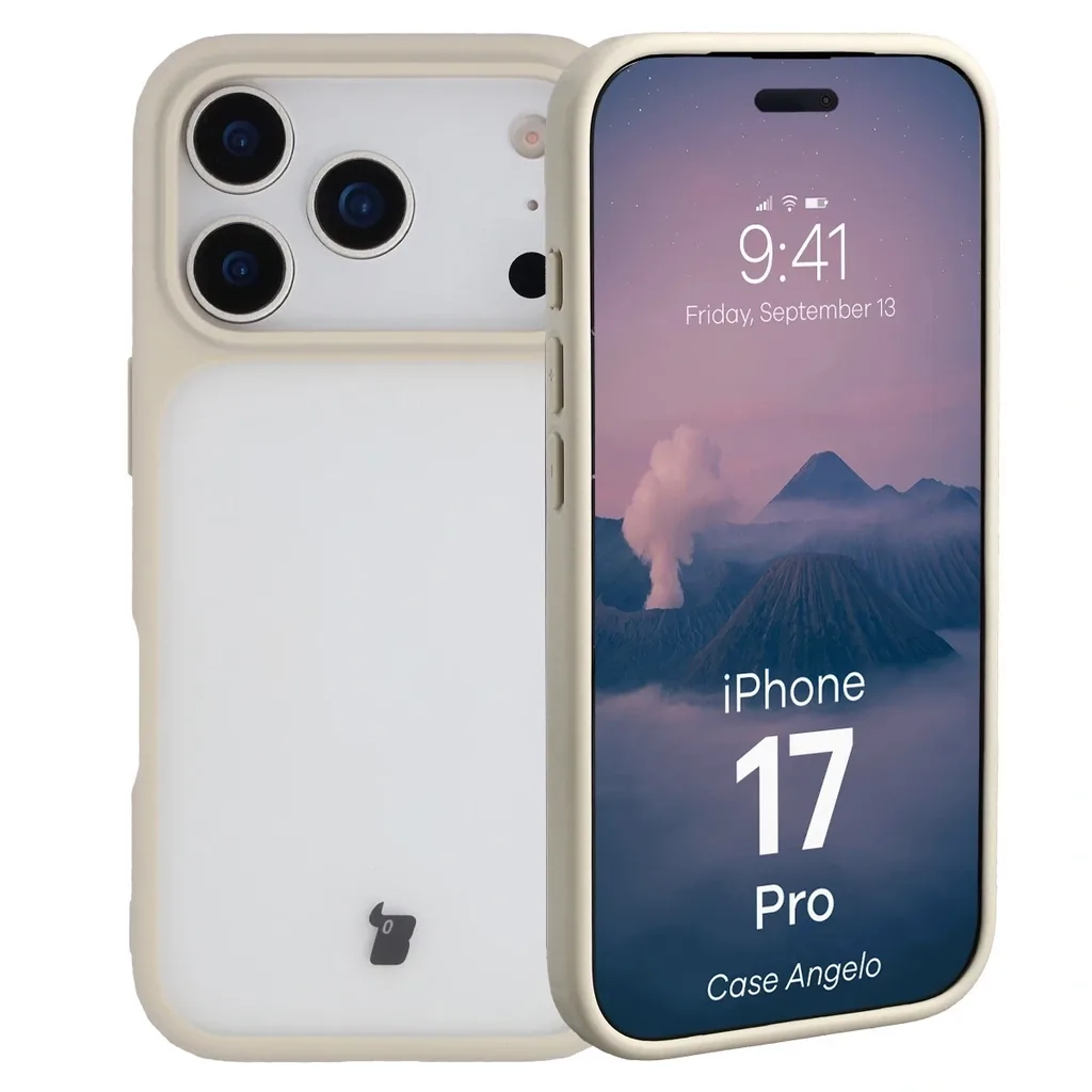 Kryt Bizon Case Angelo Apple iPhone 17 Pro semi-transparent with a beige frame