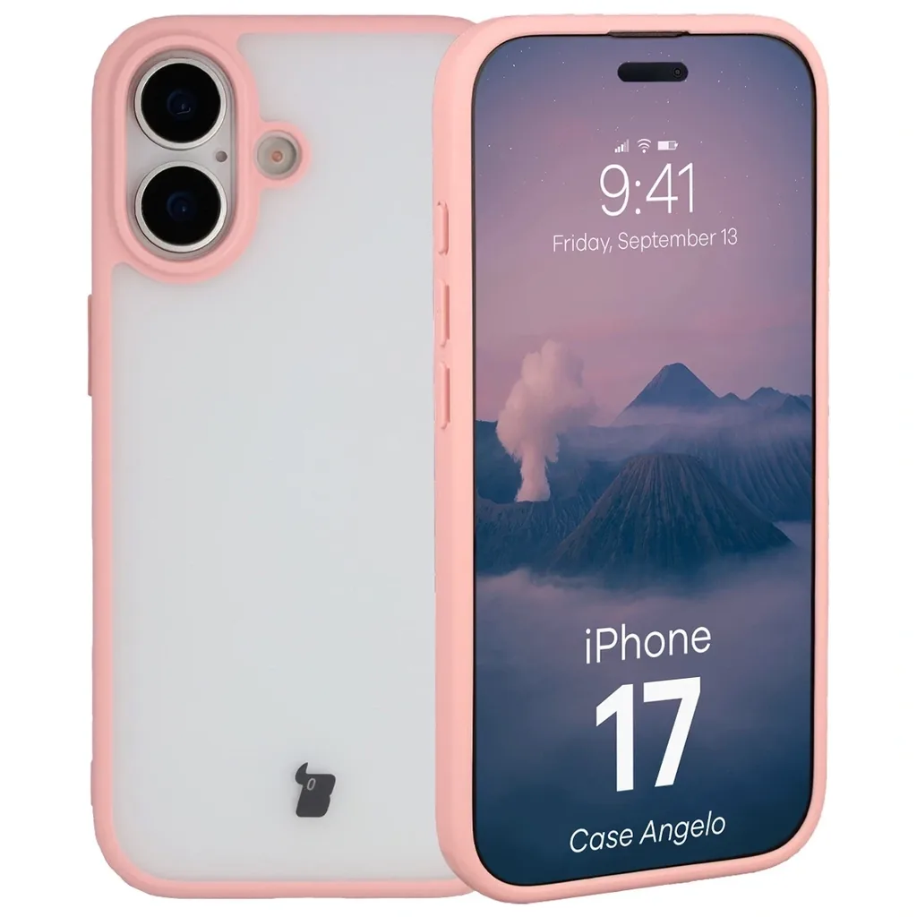 Kryt Bizon Case Angelo Apple iPhone 17 semi-transparent with a light pink frame
