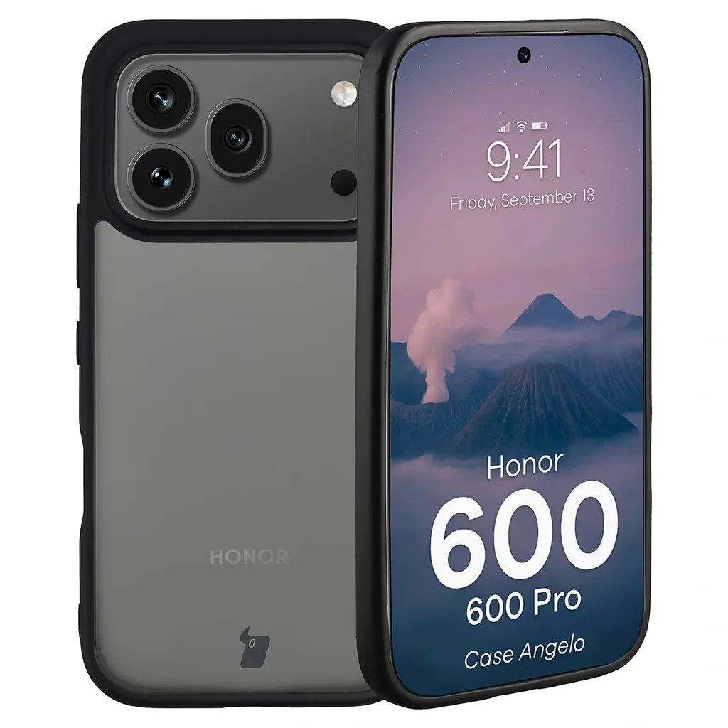 Kryt Bizon Case Angelo Honor 600 5G / 600 Pro 5G, smoked with a black frame