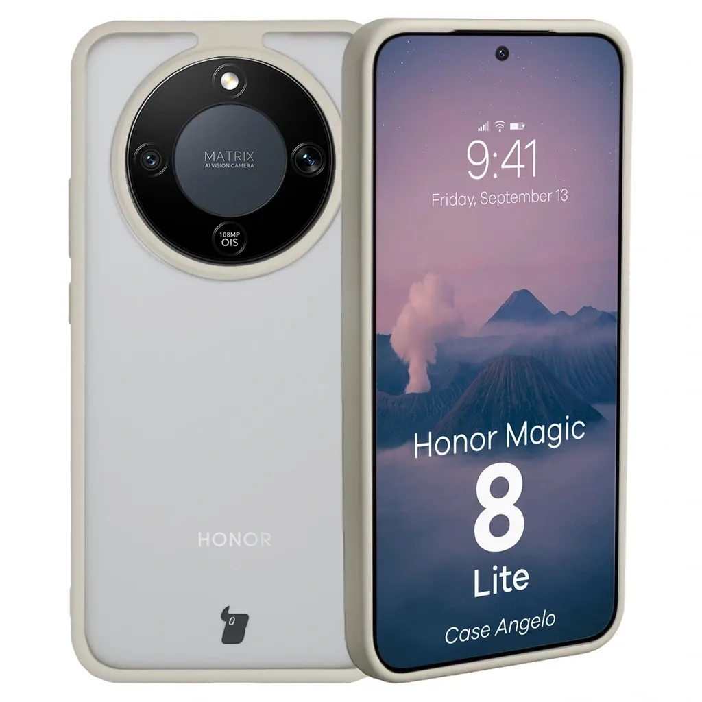 Kryt Bizon Case Angelo Honor Magic8 Lite semi-transparent with a beige frame