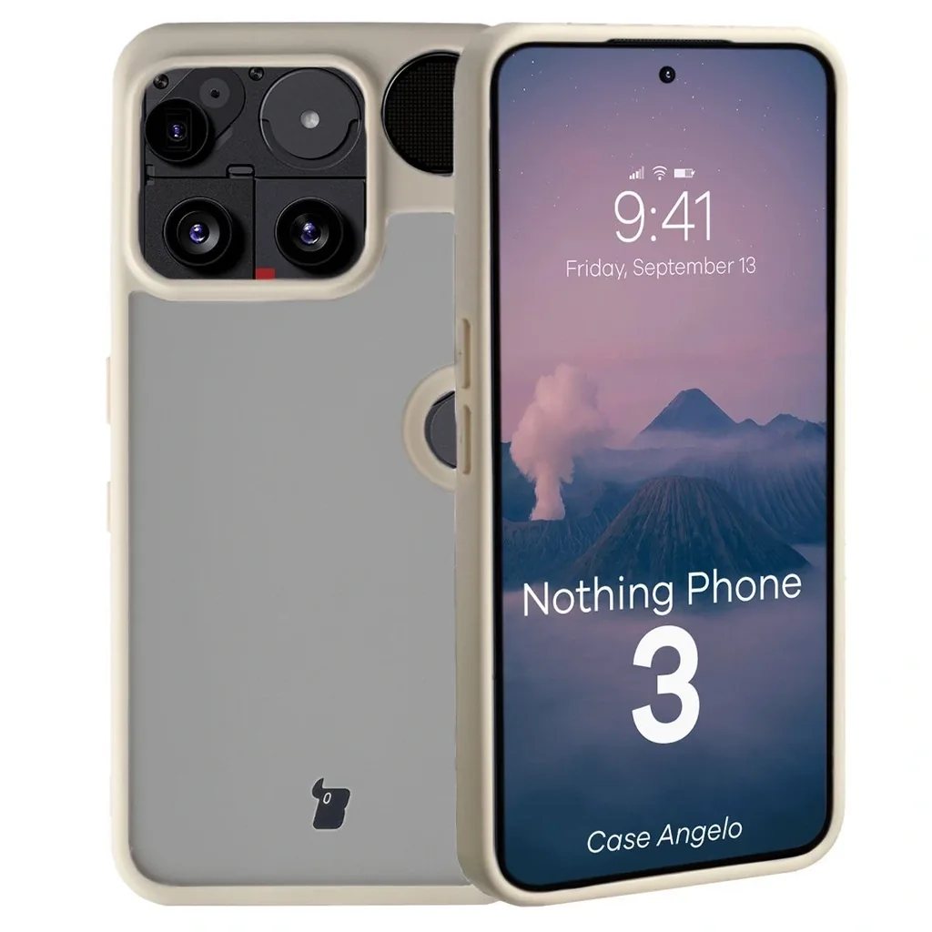 Kryt Bizon Case Angelo Nothing Phone (3) semi-transparent with a beige frame