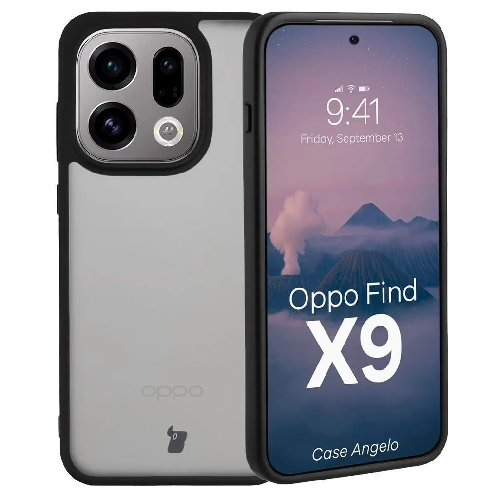Kryt Bizon Case Angelo Oppo Find X9 smoked with a black frame