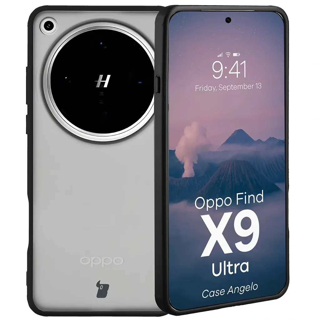 Kryt Bizon Case Angelo Oppo Find X9 Ultra, smoked with a black frame