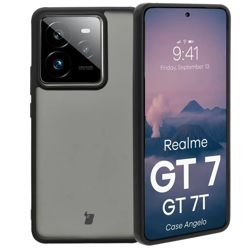 Kryt Bizon Case Angelo Realme GT 7 / 7T smoked with a black frame
