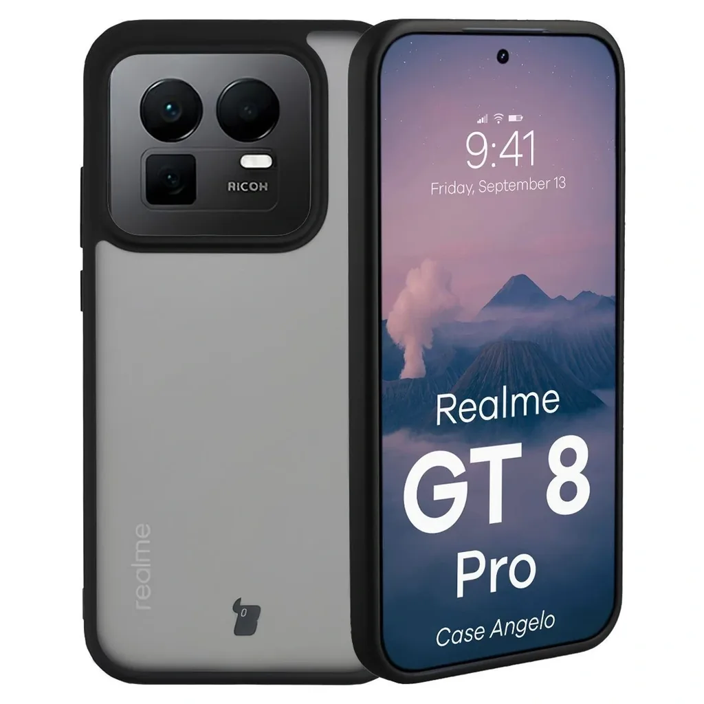 Kryt Bizon Case Angelo Realme GT 8 Pro smoked with a black frame