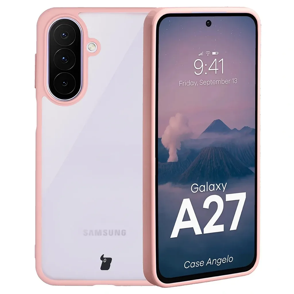 Kryt Bizon Case Angelo Samsung Galaxy A27 5G, semi-transparent with a light pink frame