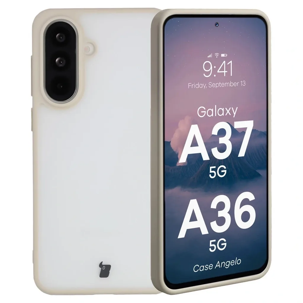 Kryt Bizon Case Angelo Samsung Galaxy A37 5G / A36 5G semi-transparent with a beige frame