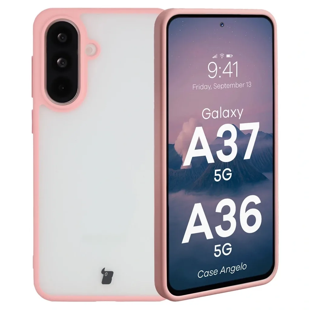 Kryt Bizon Case Angelo Samsung Galaxy A37 5G / A36 5G semi-transparent with a light pink frame
