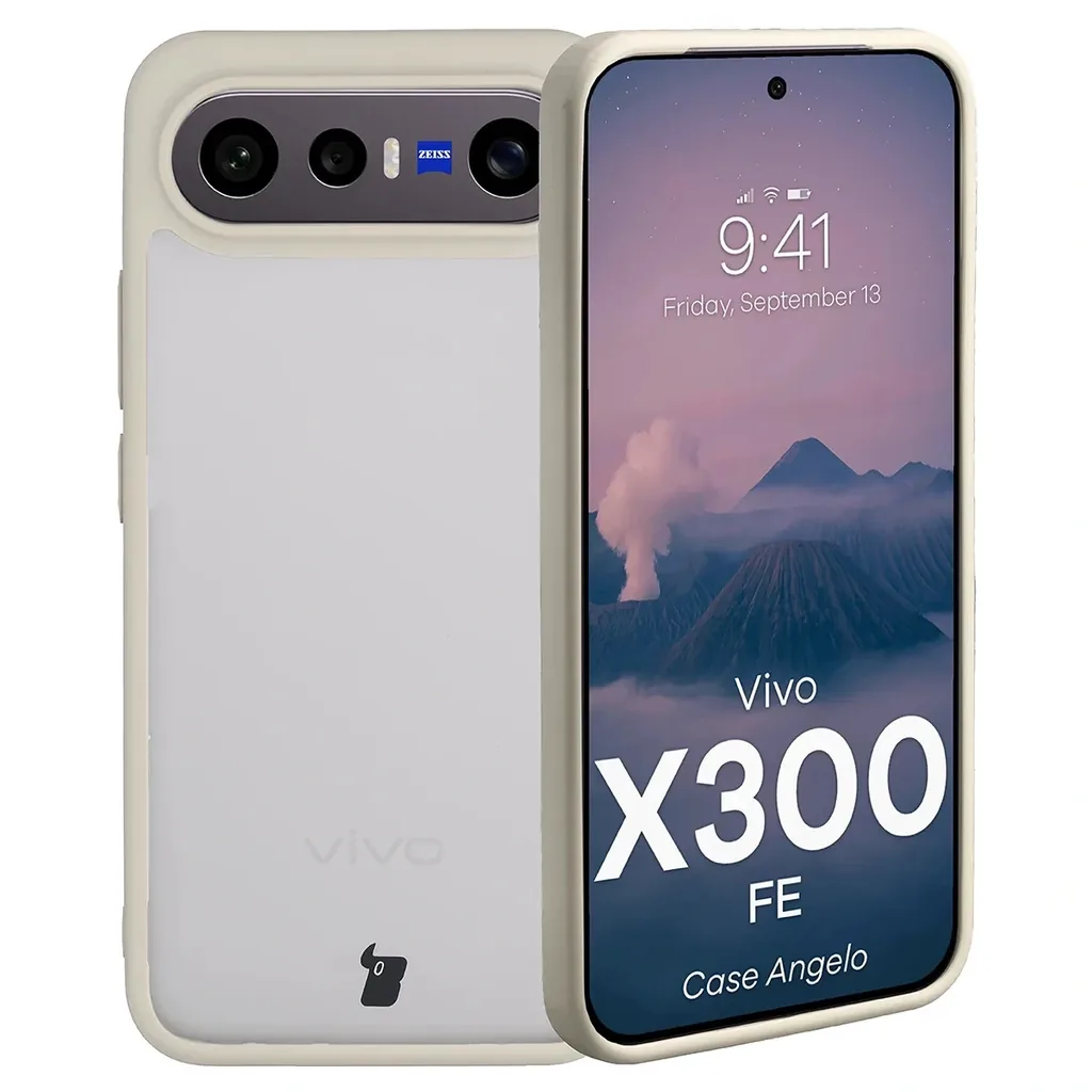 Kryt Bizon Case Angelo Vivo X300 FE, semi-transparent with a beige frame