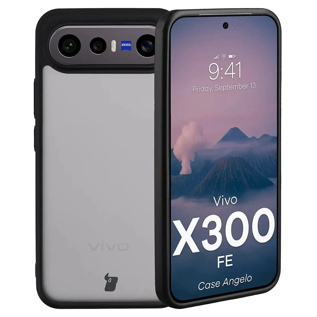 Kryt Bizon Case Angelo Vivo X300 FE, smoked with a black frame