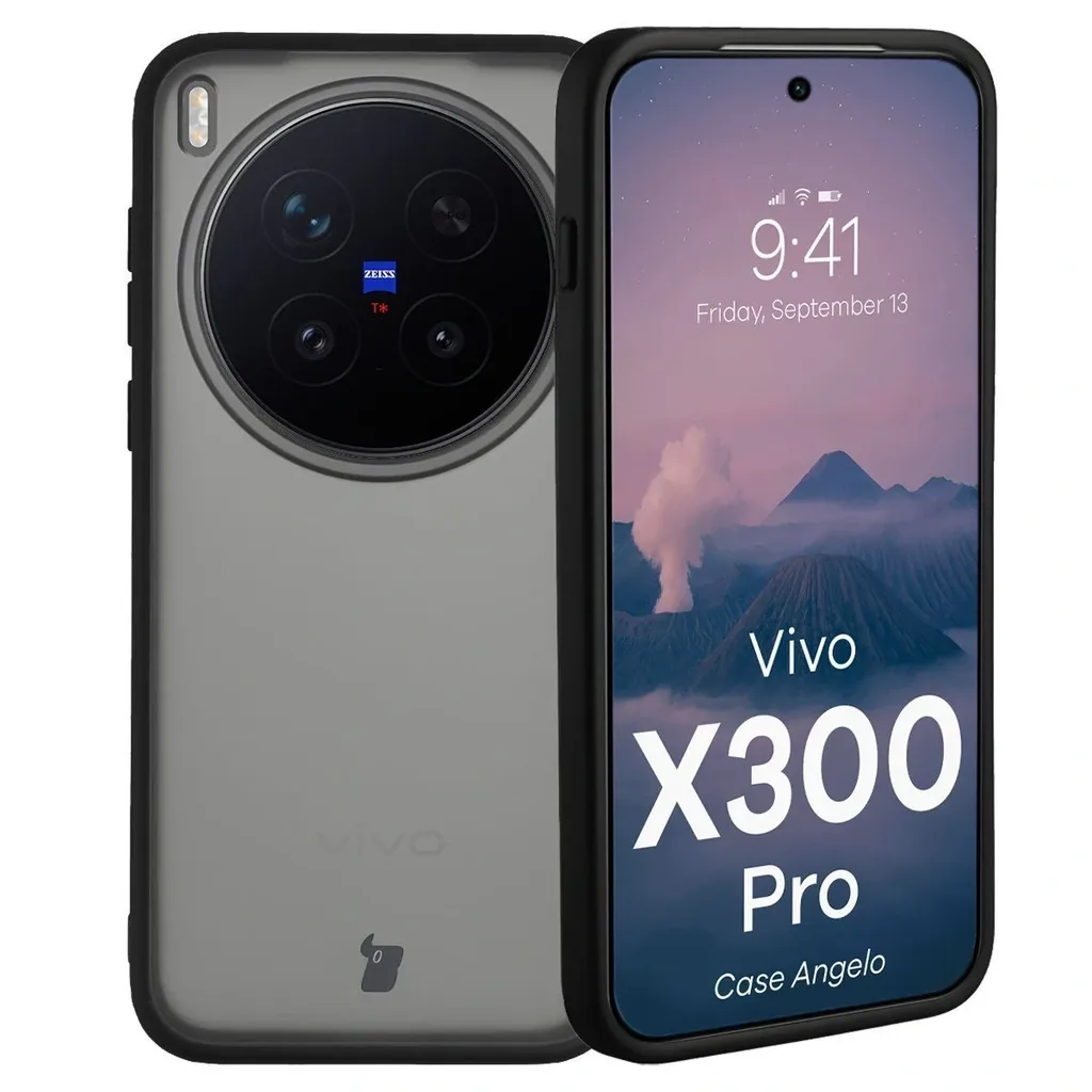 Kryt Bizon Case Angelo Vivo X300 Pro smoked with a black frame