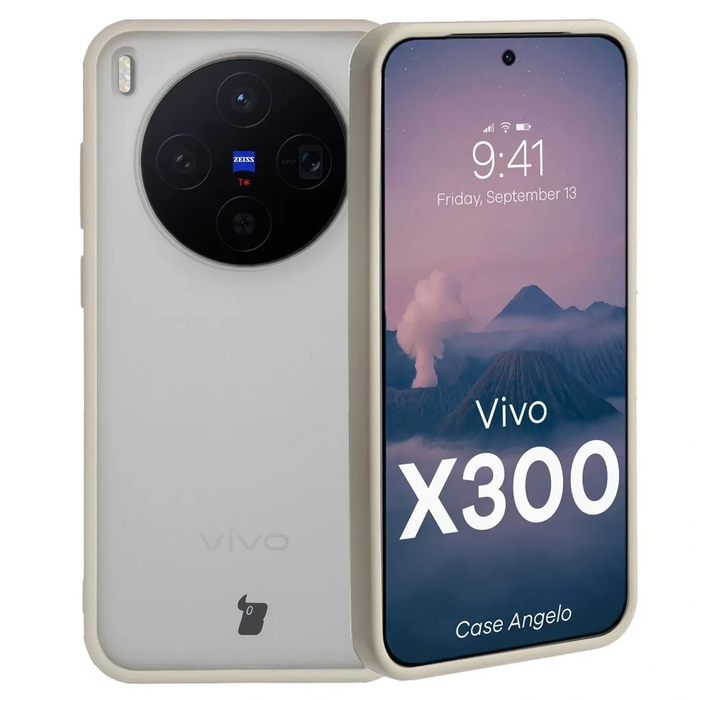 Kryt Bizon Case Angelo Vivo X300 semi-transparent with a beige frame