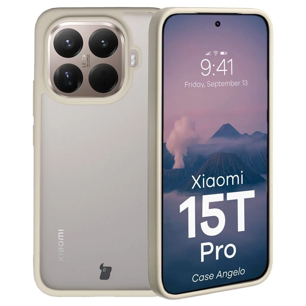 Kryt Bizon Case Angelo Xiaomi 15T Pro semi-transparent with a beige frame