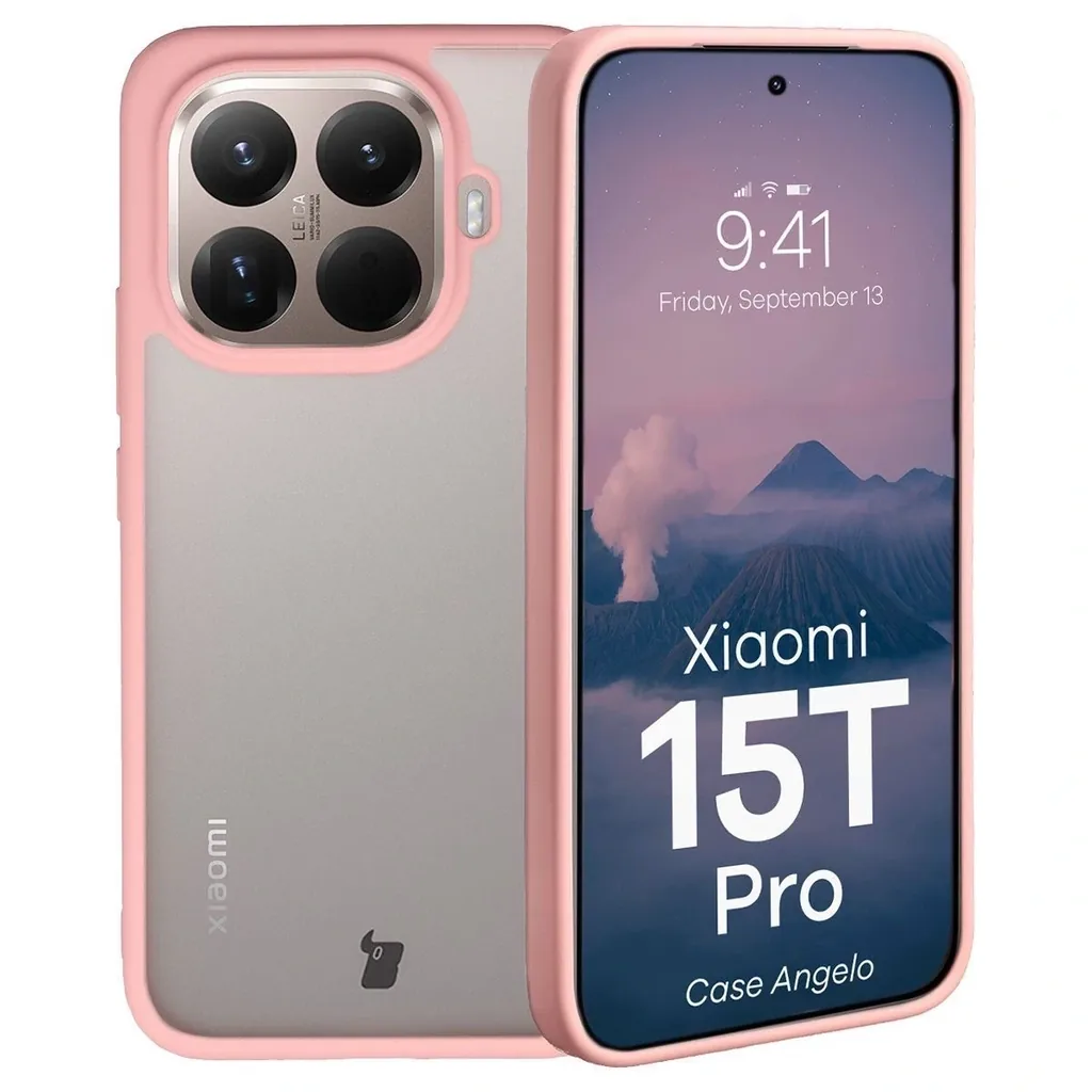 Kryt Bizon Case Angelo Xiaomi 15T Pro semi-transparent with a light pink frame