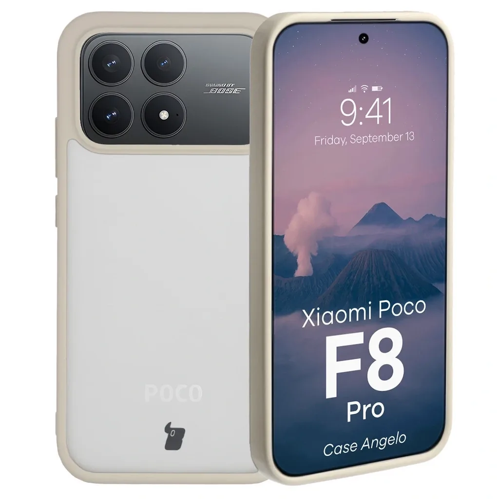 Kryt Bizon Case Angelo Xiaomi POCO F8 Pro semi-transparent with a beige frame
