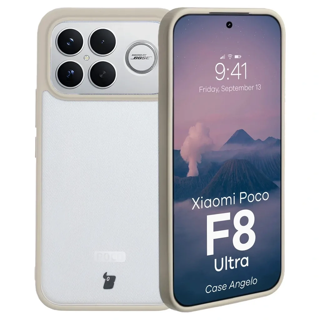 Kryt Bizon Case Angelo Xiaomi POCO F8 Ultra semi-transparent with a beige frame
